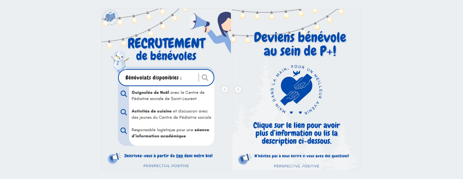 Recrutement de bénévoles pour P+