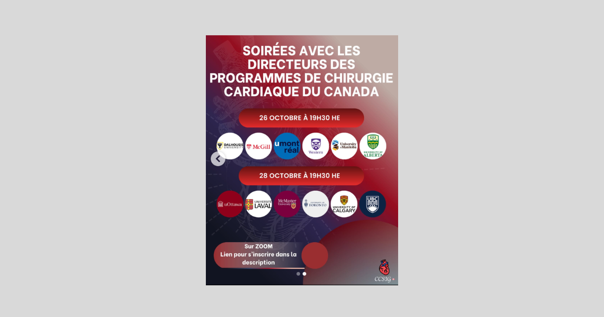 Soirées avec les directeurs des programmes de chirurgie cardiaque du Canada